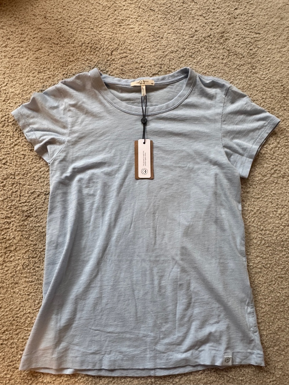 NWT rag & bone Women's The Slub Tee Blue Organic Pima Cotton T-Shirt Size S $90